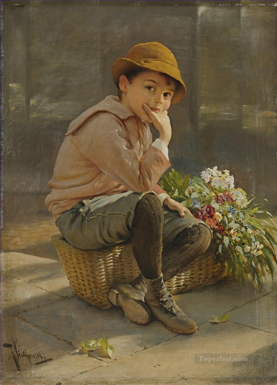 Guarding the flower basket Karl Witkowski Oil Paintings